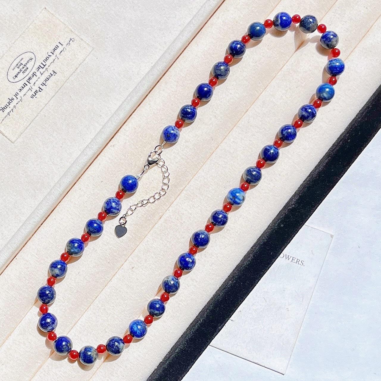 

Natural Lapis Lazuli Chalcedony Design Necklace Collarbone Chain Sweater Chain