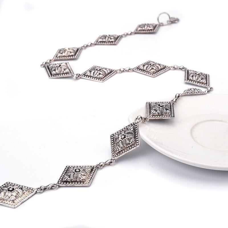 Fashionable Vintage Silver Chain Waist Belt With Floral Design For Women 2023 Trend