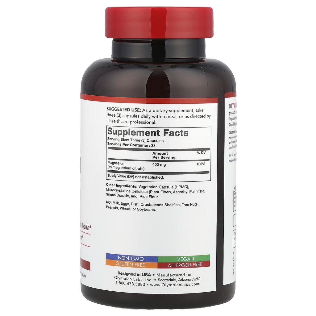 Magnesium Citrate, Veggie Capsules 100 (133Mg Per Capsule)