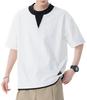[Bligo] Men's T-Shirt, Half Sleeve, Summer Wear, Layered Look, V-Neck, Oversized Silhouette, Plain, Drop Shoulder, Casual, Soft, Lightweight, Comforta