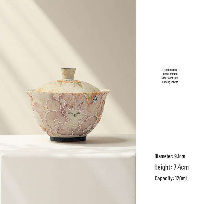 Hand-painted Nine-tailed Fox Ceramic Kung Fu Tea Set