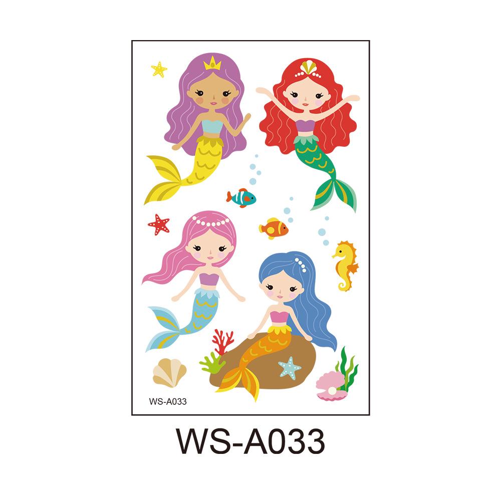 Waterproof Cartoon Princess Tattoo Set - Mermaid Theme for Kids