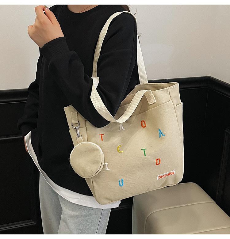 Fashion Letter Print Tote Bag for Women, Large Capacity Casual Shoulder Handbag, Student and Daily Use Shopping Bag