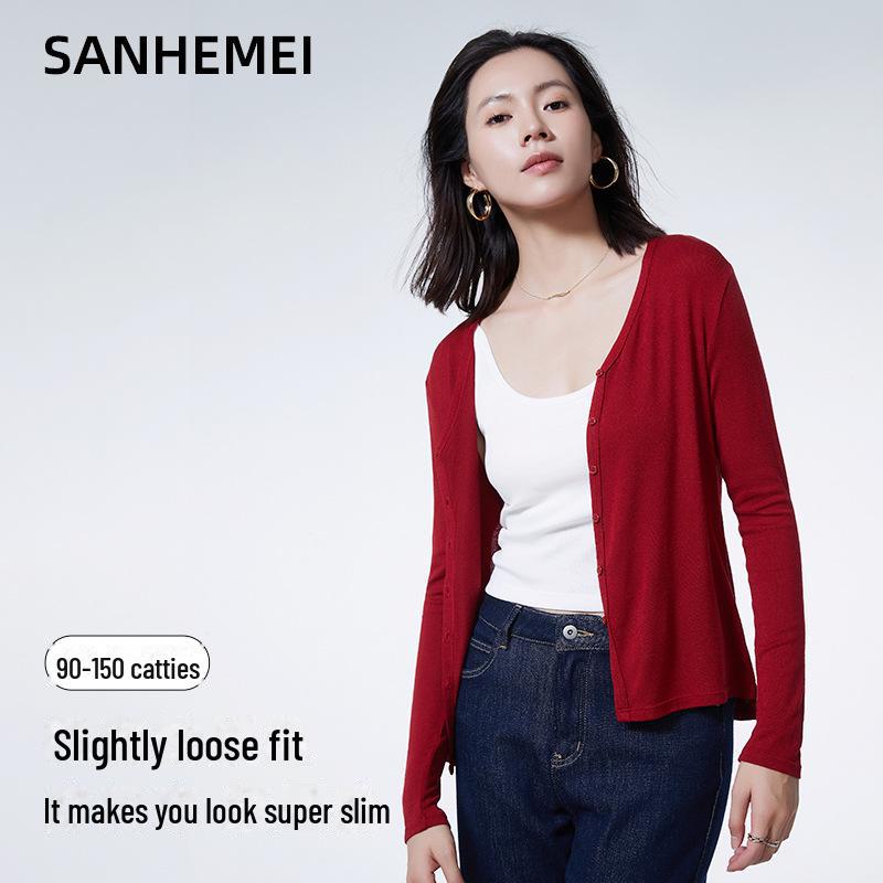 

Women s Slim-Fit Long-Sleeve Knitted Cardigan Sweater for Early Spring