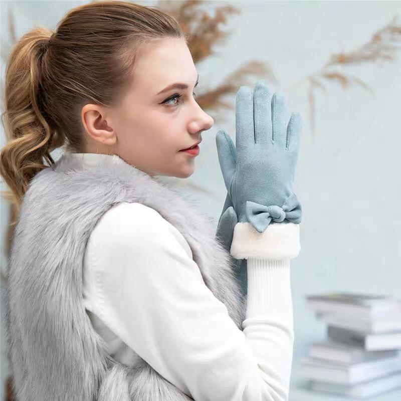 Gloves Winter Cute Student Suede Warm Fleece Thickened