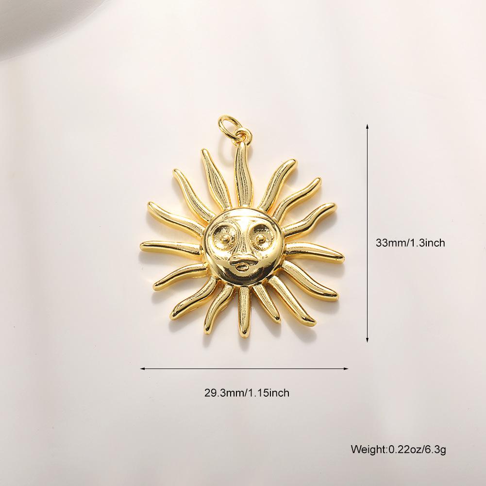 Trendy Sun Pendant Copper Gold-Plated Drip Oil DIY Jewelry: Necklace, Bracelet, Earring Accessories for Women