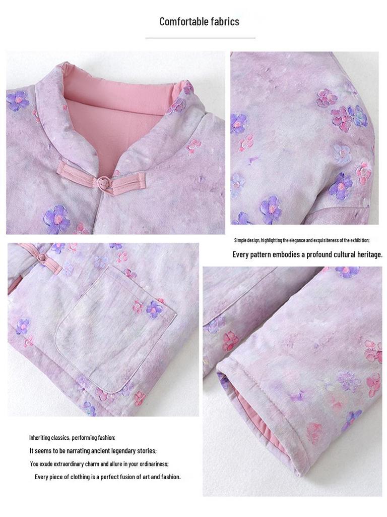 Women's Winter Thickened Warm Cotton Padded Jacket - Chinese Style Loose Outerwear for Middle-Aged and Elderly