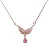 Titanium Steel Zircon Angel Wings Necklace Female, High Sense Light Luxury Temperament, Water Drop Pendant Collarbone Chain