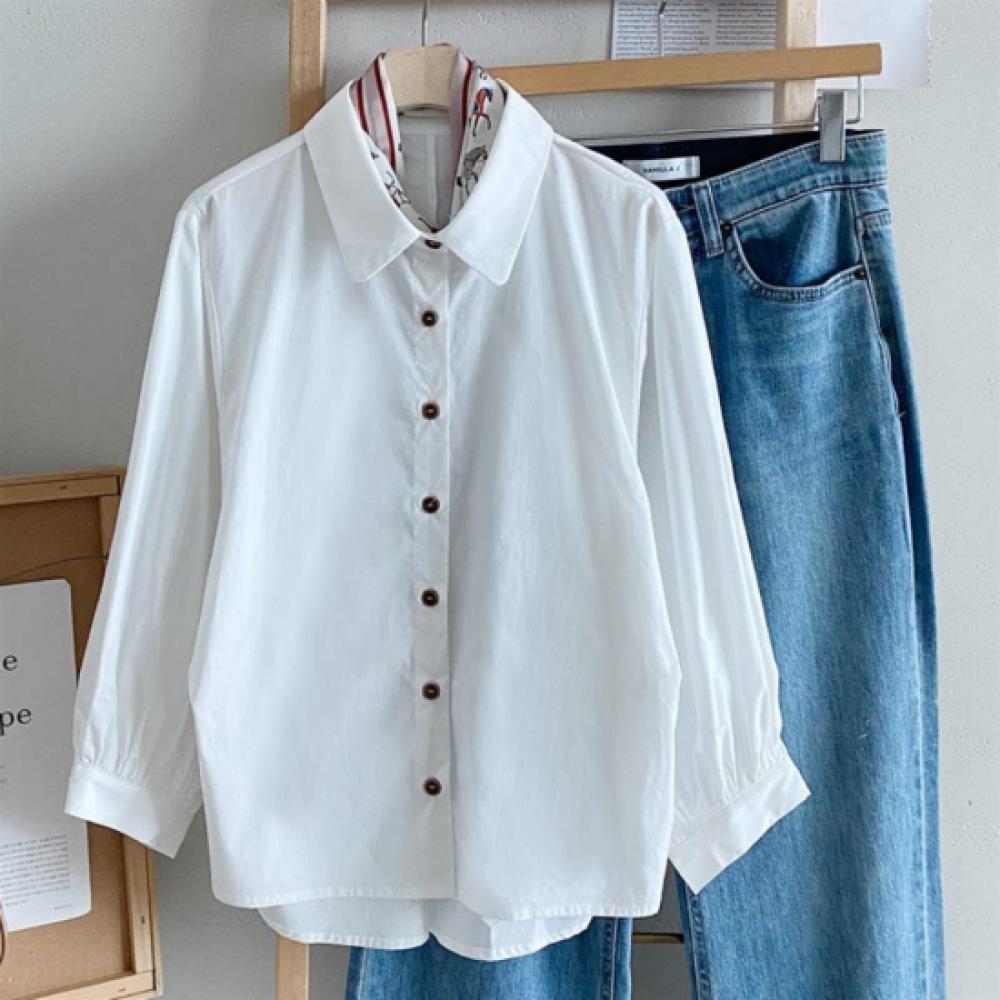 New ArrivalS Open Run Women S claSSic Cotton Unbalanced Shirring Collar Shirt