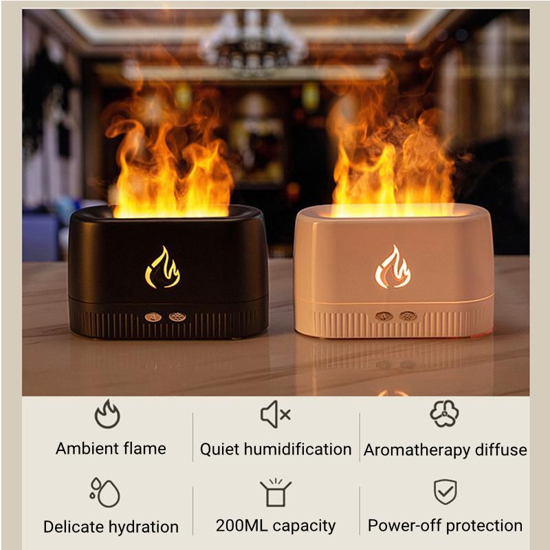 Usb Elektrische Aromatherapie Luftbefeuchter Diffusor Hause Zimmer Ultraschall Kühlen Nebel Aroma Ätherisches Öl Diffusor Mit Flamme Lampe