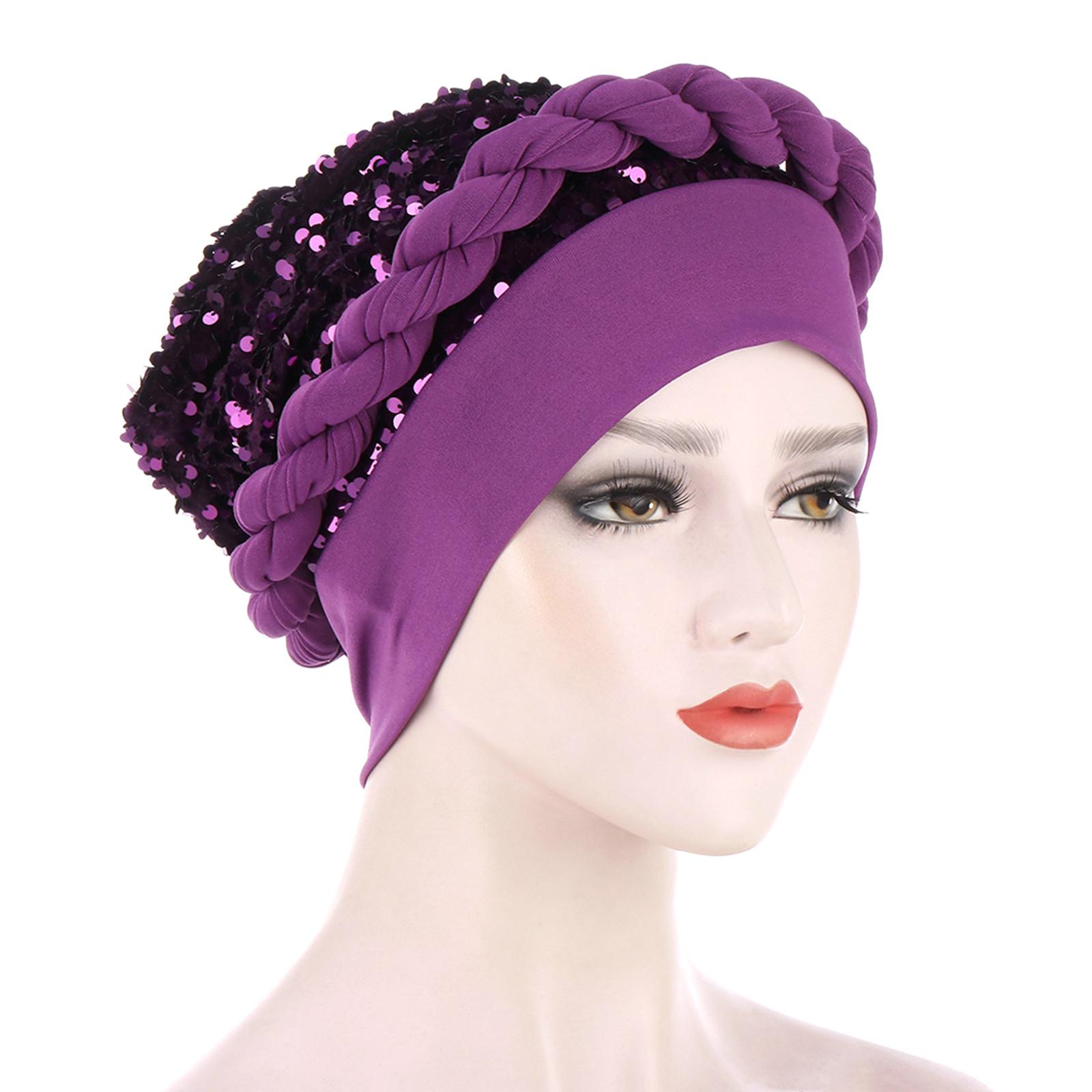 

Женская мусульманская стрейч-тюрбан, шапка для химиотерапии, головной платок для выпадения волос S фиолетовый