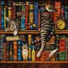 1000pcs Advanced Jigsaw Puzzle Suitable for & Families - Rectangular Brain with Sleeping Cat, Napping Bird & Hidden Owl Designs - Portable Challenge f