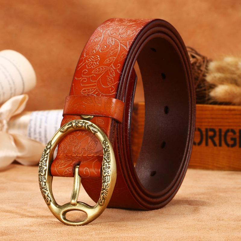 

Mei Mary Women s embossed leather belt - vintage denim belt - wide floral waist belt верблюд