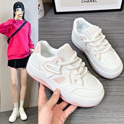 Otoño Nuevo Plataforma Suela Gruesa Combinación de Colores Zapatos de Mujer Blanco y Negro Panda Zapatos de Tablero Zapatillas Casuales de Mujer Zapatos Individuales Mujer