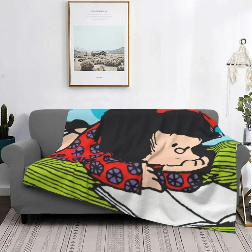 Coperta Mafalda Stampata 3D Morbido Pile di Flanella Calda Cartoni Animati Coperte Plaid per Casa Camera da Letto Divano Copriletti