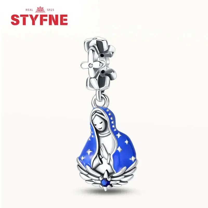 Real Copperour Lady Charm Bead The Virgin Mary Dangle Fitoriginal Bracelet Fine Jewelry Diy Gift For Women