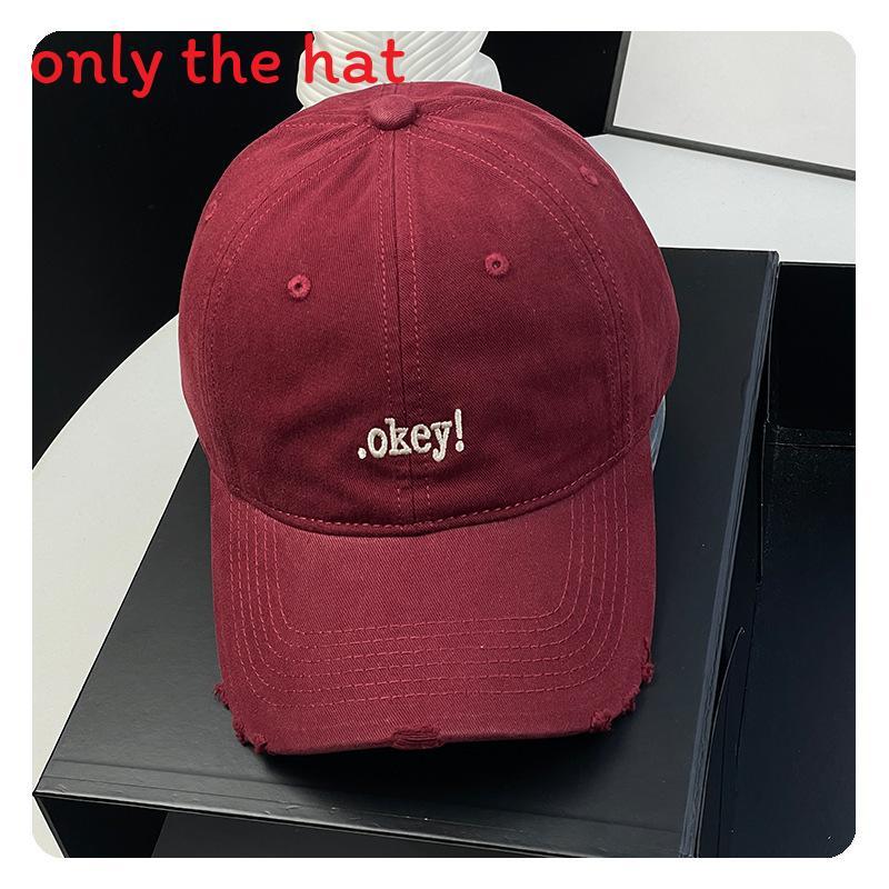

Streetwear Embroidered Baseball Cap With Wide Brim For Sun Protection And Casual Style Burgundy