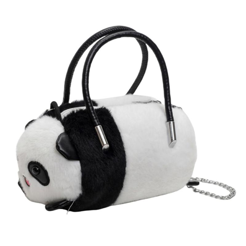 Genți de mână drăguțe de pluș cu panda pentru femei Geantă crossbody cu lanț nouă la modă Genți mini versatile casual de culoare solidă pentru femei
