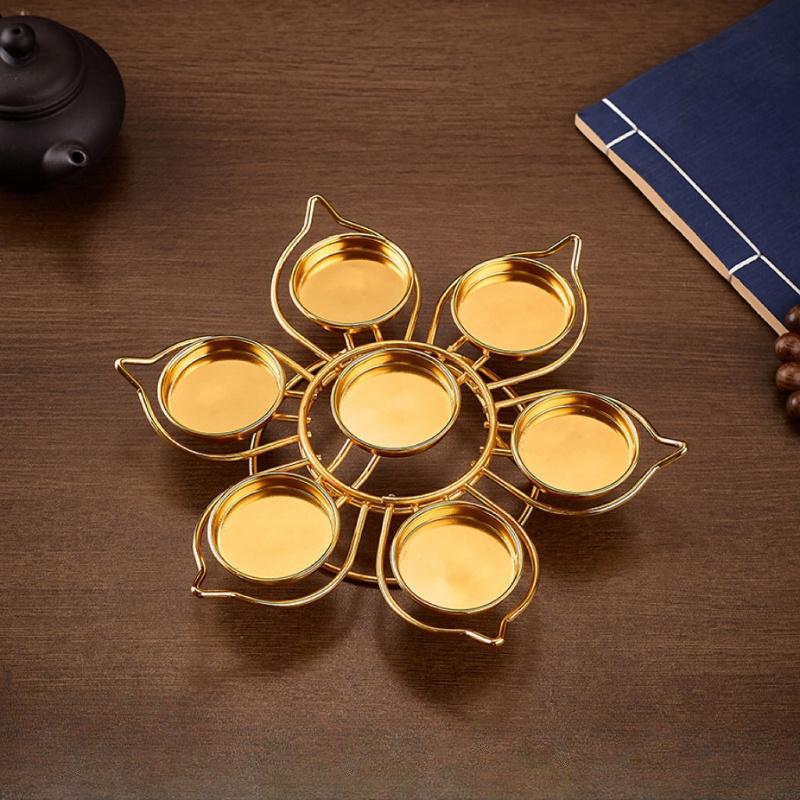 

Семизвездочный подсвечник-лотос - Металлический настольный подсвечник, Лакированная отделка, набор подсвечников в форме лотоса 1pc