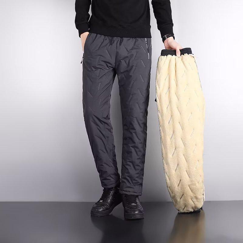 Men's Winter Lambskin Plus Velvet Waterproof Warm Outdoor Trousers