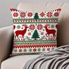 Christmas Illustration Festive Cushion Cover Pillowcase Antidustmite Invisible Zipper Short Plush Sofa Cushion