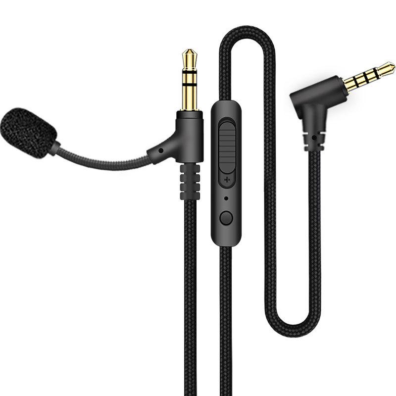 3.5mm Male-to-Male Audio Cable with Microphone, Volume Control, and AUX Connectivity for Headphones and Speakers