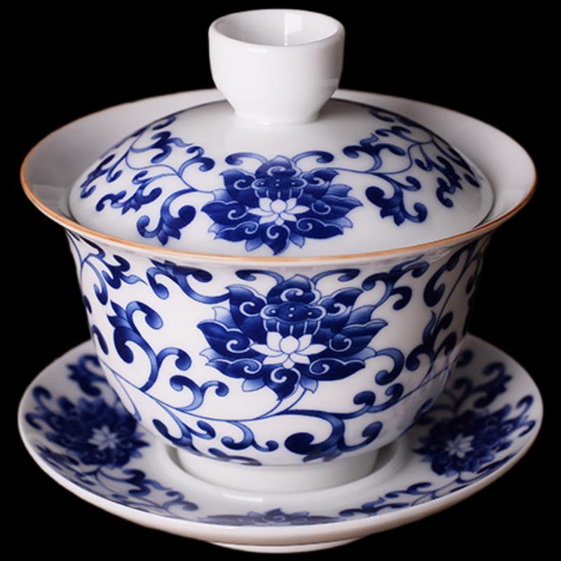 

Shangqi Blue and White Ceramic Gaiwan Tea Bowl