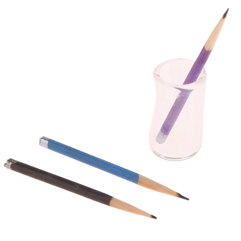 1/12 Dollhouse Mini Pencil Pencil Holder Set Dollhouse School Stationery Dolls House Decoration Accessories Kid Pretend Play Toy