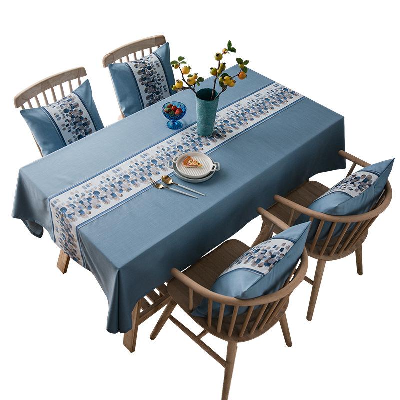 Waterproof Tablecloth Solid Color Plain Color Imitation Cotton And Linen Fringed Lace Geometric Rectangular Dining Table Coffee Table Tablecloth