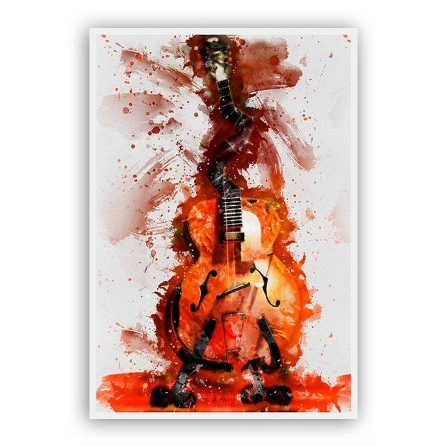 Modern Abstract Graffiti Various Guitars Posters and Prints Canvas Paintings Wall Art Pictures for Living Room Decor (No Frame)