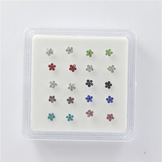 20 Teile/schachtel Frauen Blume Strass Versilbert Nase Stud Body Piercing Schmuck