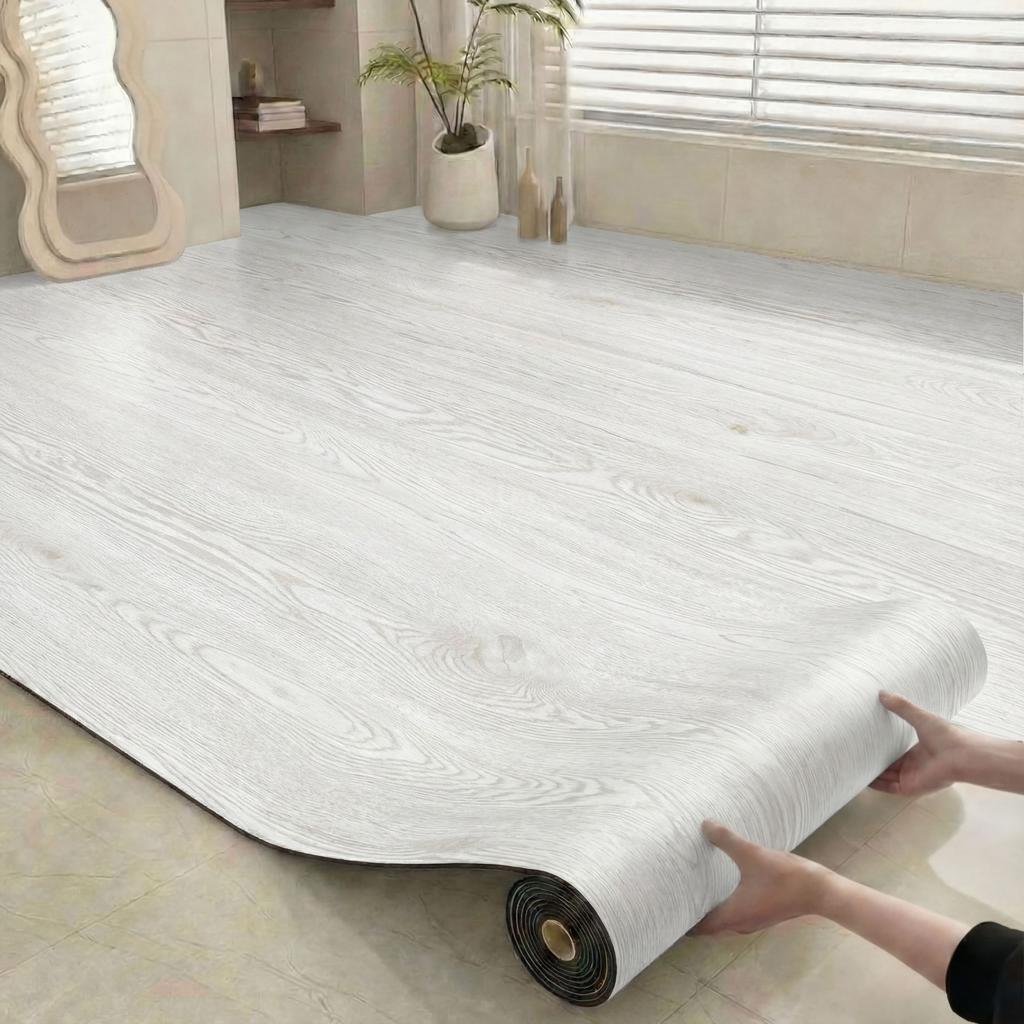 1.6mm Thick Self-Adhesive Floor Tiles Waterproof Non-Slip Vinyl Flooring for Kitchen Bathroom Living Room Renovation