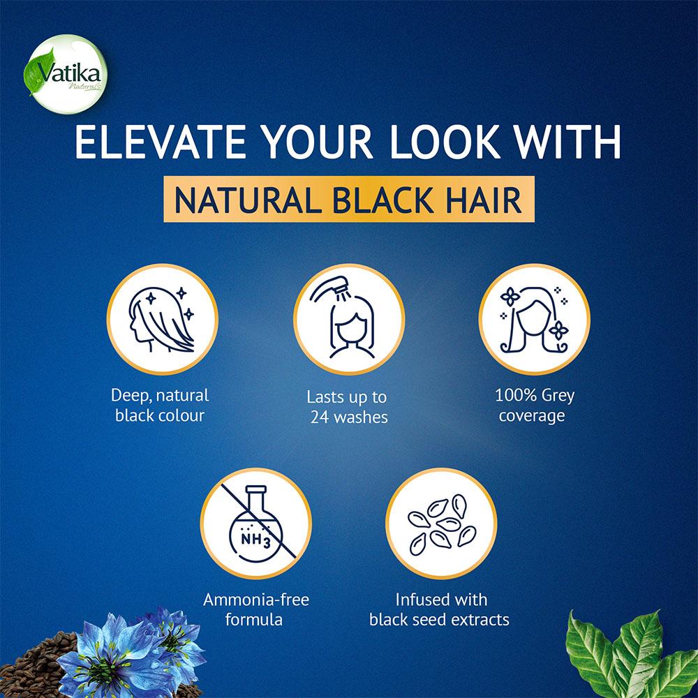 Shampoing Colorant Henné Instantané - Noir Naturel Vatika Naturals  (x 20 ml)
