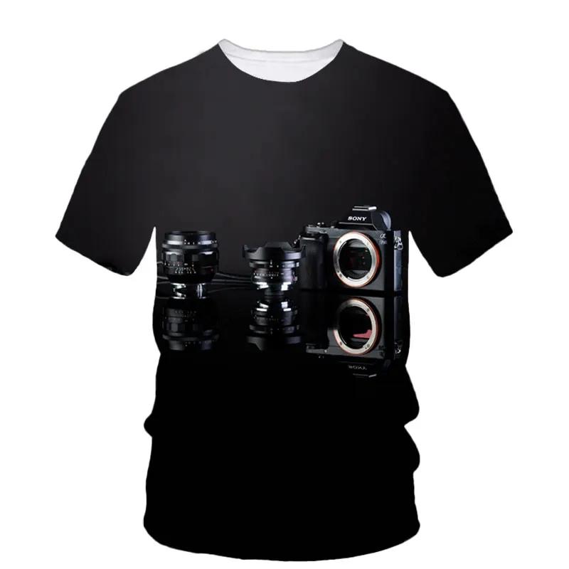 Fashion New Camera Photography Pattern Men's Printed T-shirt Street Harajuku O-neck Extra Large Short Sleeved Top