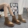 Real Soft Leather Martin Boots for Women 2025 Autumn and Winter New Korean Version of Versatile Velvet Locomotive Boots Non-slip Thick-soled Short Boo