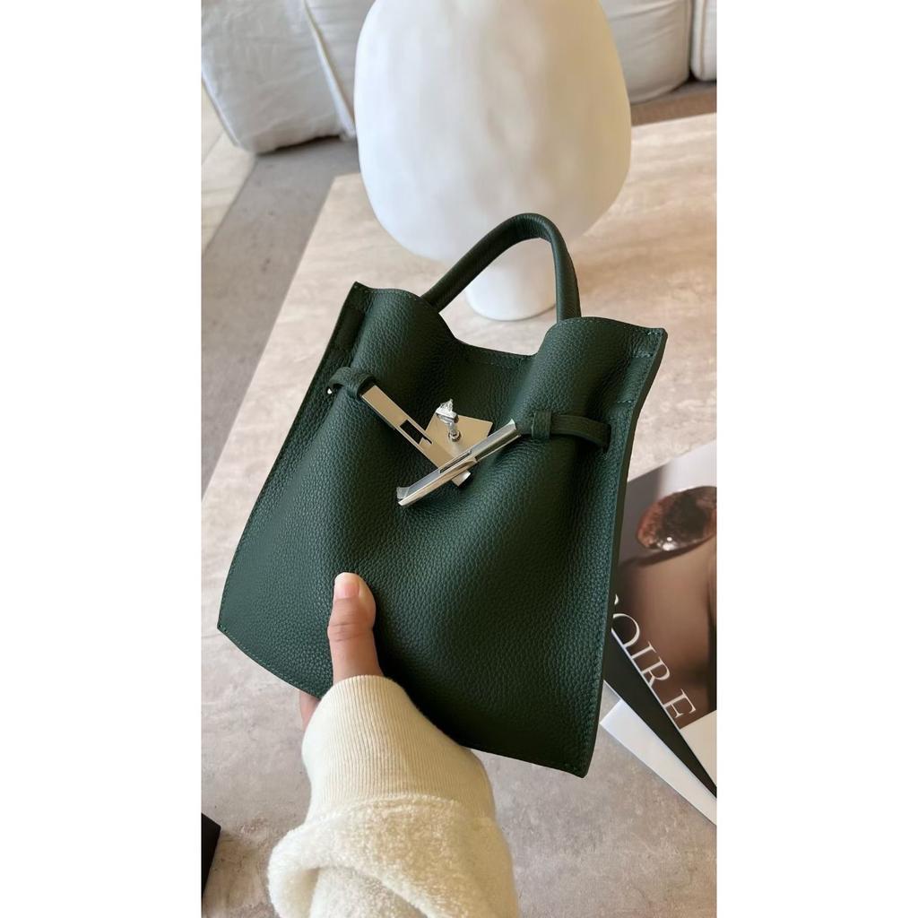 2026 New First-layer Cowhide Bucket Bag Women's Versatile Niche Medieval  Bag Exquisite Hand Carry Messenger Small Tote Bag