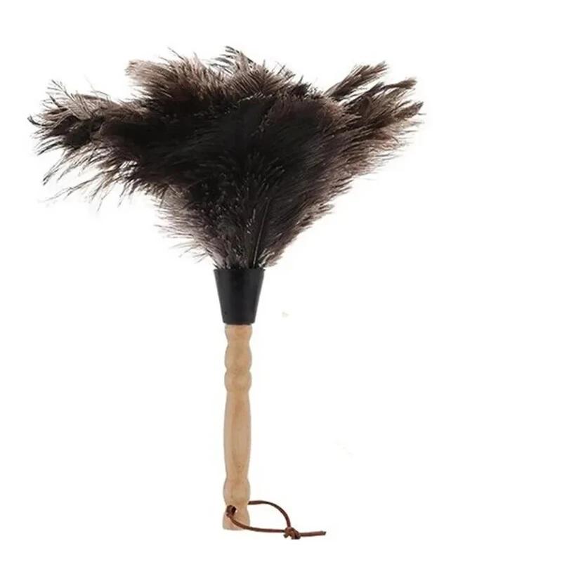 Wooden Handle Feather Duster Anti-static Dust Removal Dusters Ostrich Duster Feather Fur Brush For Home Cleaning Tools