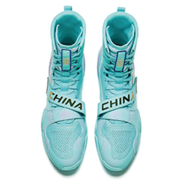 Anta Comfortable Non-Slip Durable High-Top Professional Boxing Shoes Men Shoes Green Black 412440102-7