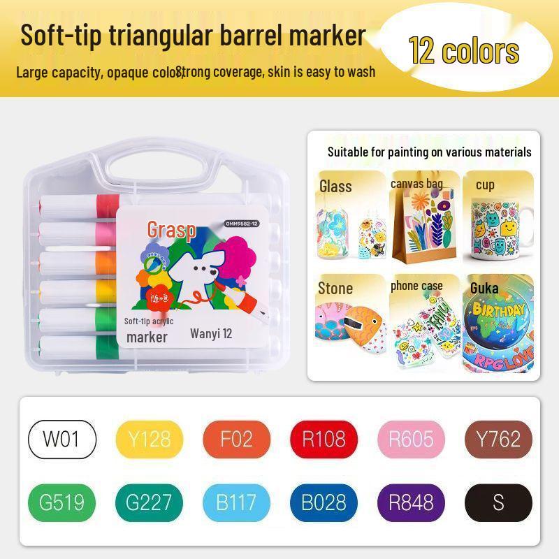 Waterproof Quick-Dry Acrylic Markers for Kids – Soft Tip, Ideal for DIY Doodling on Shoes & Clothes