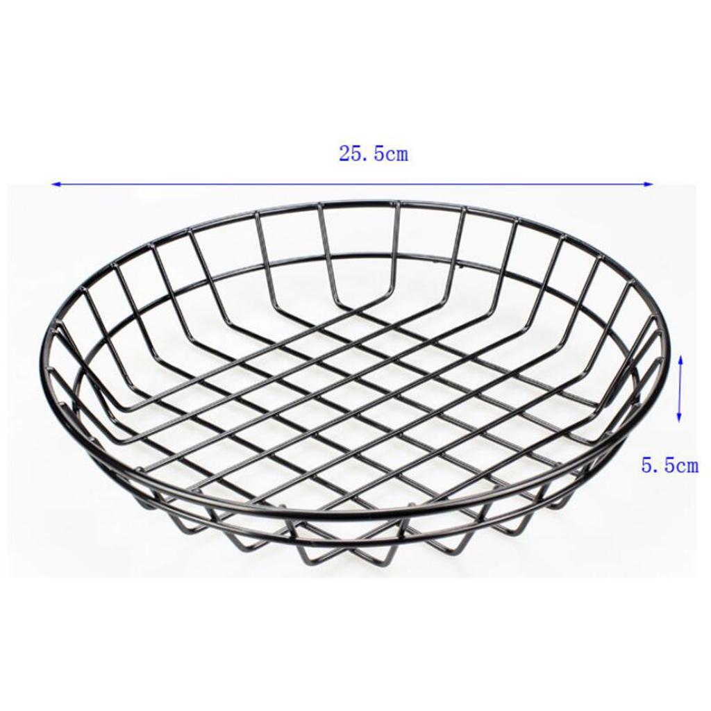 Metal Fries Chips Tapas Basket Holder Caddy Serving Stainless Steel Small, Large - Black, L
