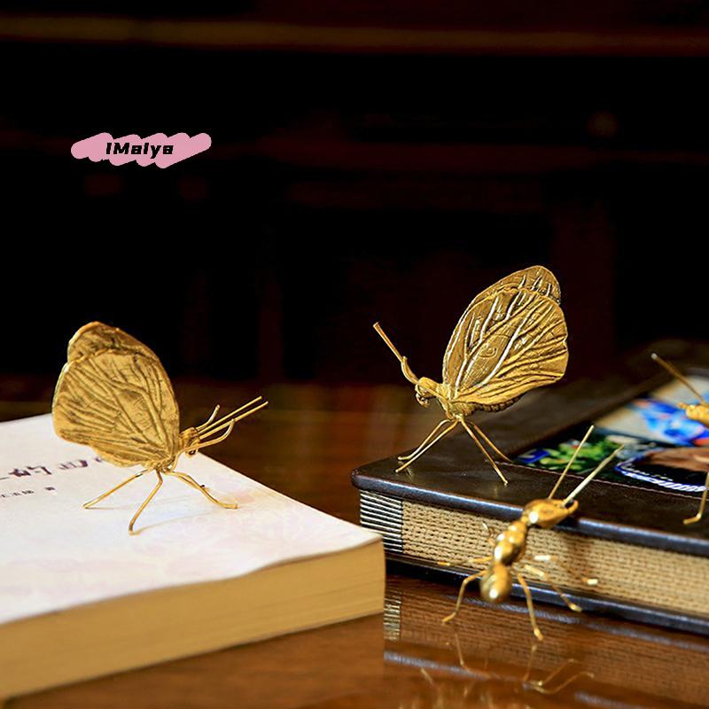 M-Small Metal Handicraft Copper Gold Ant Butterfly Ornament Art Decorative Home Living Room Wedding Party Christmas Gift
