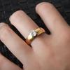 European American Zirconia Couple Rings: 18K Gold Women's Ring & Titanium Steel Men's Ring - Korean Fashion Jewelry