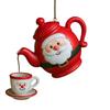 Christmas ornament vintage teapot with tea cups hanging decoration for tree mantel window and festive holiday table decor