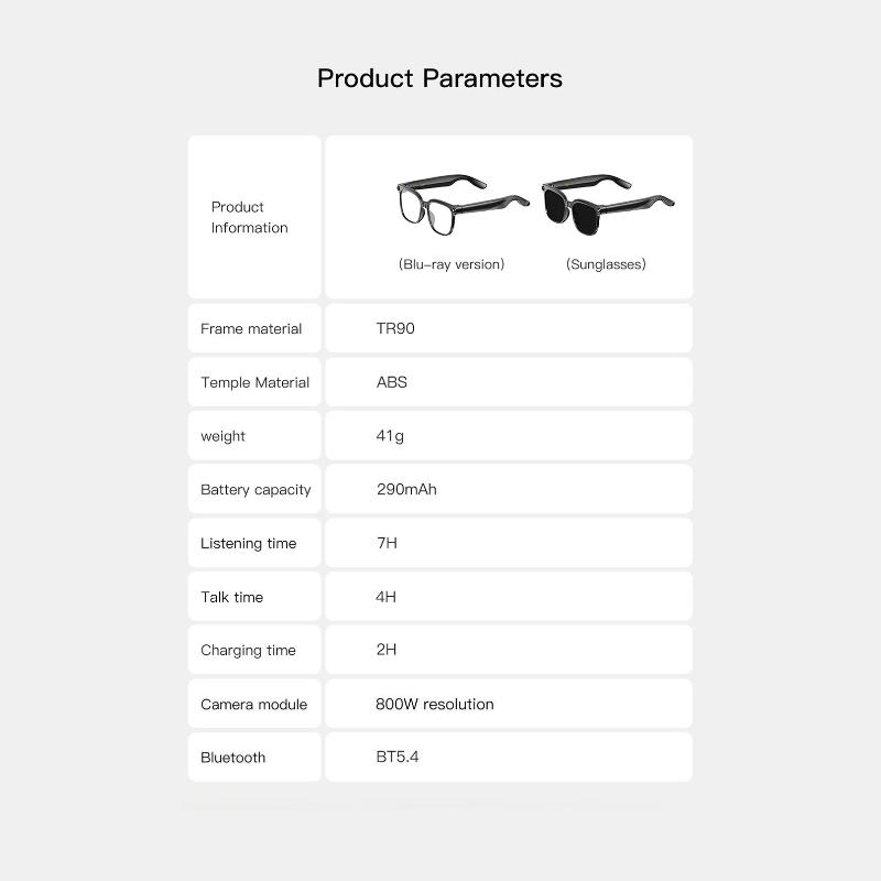 2026 4K HD AI Smart Glasses Chat GPT 800MP Camera Recording WIFI Transnision Bluetooth Call 260Mah Voice Assistant Smart Glasses Real-time Translation