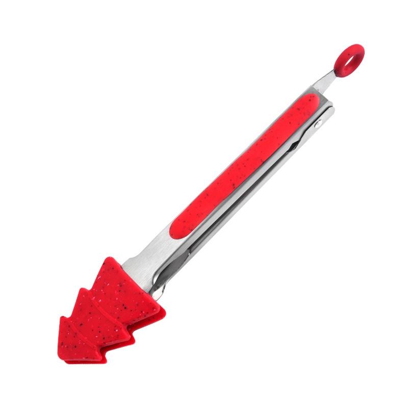 Silicone BBQ Grilling Tong Kitchen Cooking Salad Bread Serving Tong Non-Stick Barbecue Clip Clamp Stainless Steel Gadget