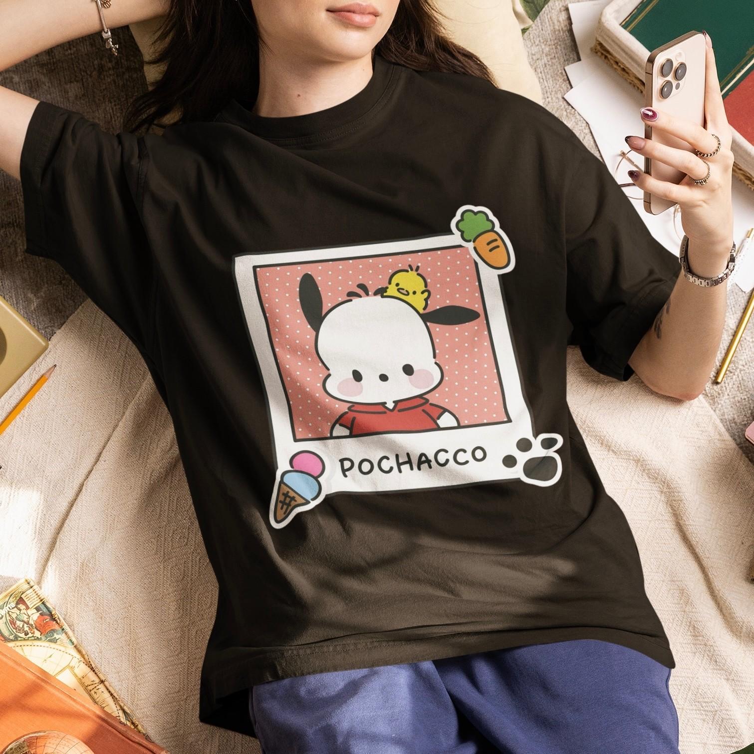 Sanrio Pochacco T-Shirt Cute Puppy Graphic Tee Kawaii Anime Style Unisex Top XL