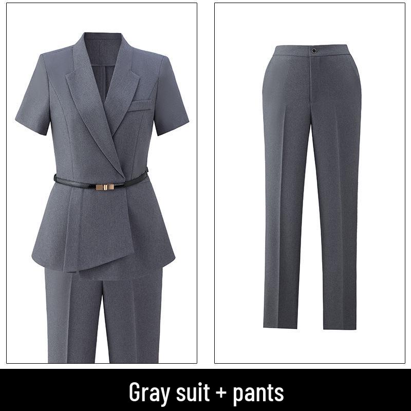 Women's High-End British Style Summer Suit Set - Professional Workwear for Sales Managers