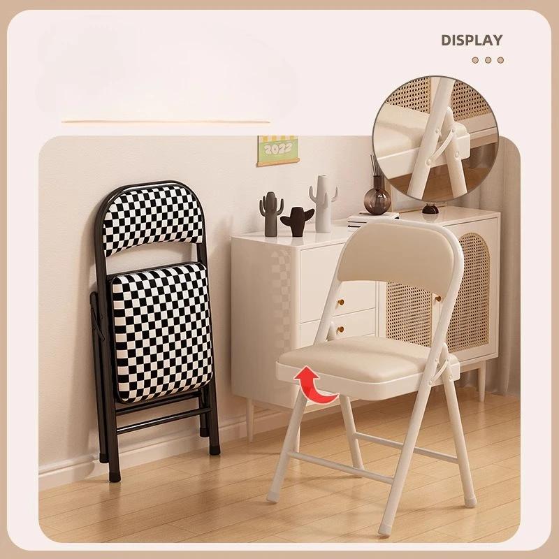 Versatile Foldable Chair Sturdy Metal Build with Comfort-padded Striped Seat Space-Saving Design Ideal for Home, Office Outdoor