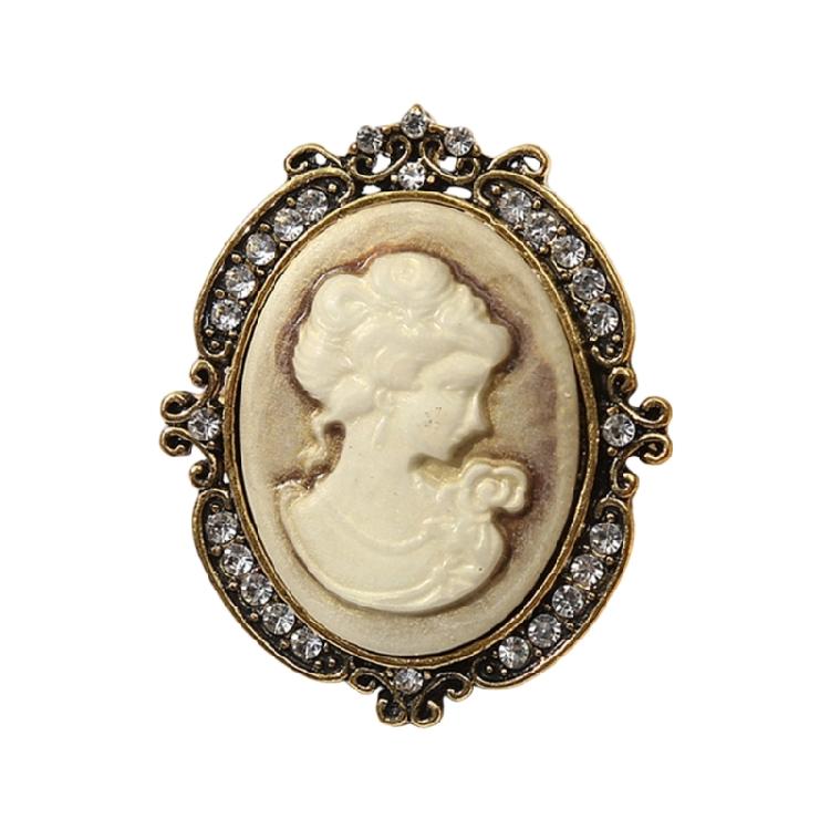 Classical Cameo Portrait Brooch Retro Filigree Design With Sturdy Alloy Women's Clothing Accessory For Gift Giving
