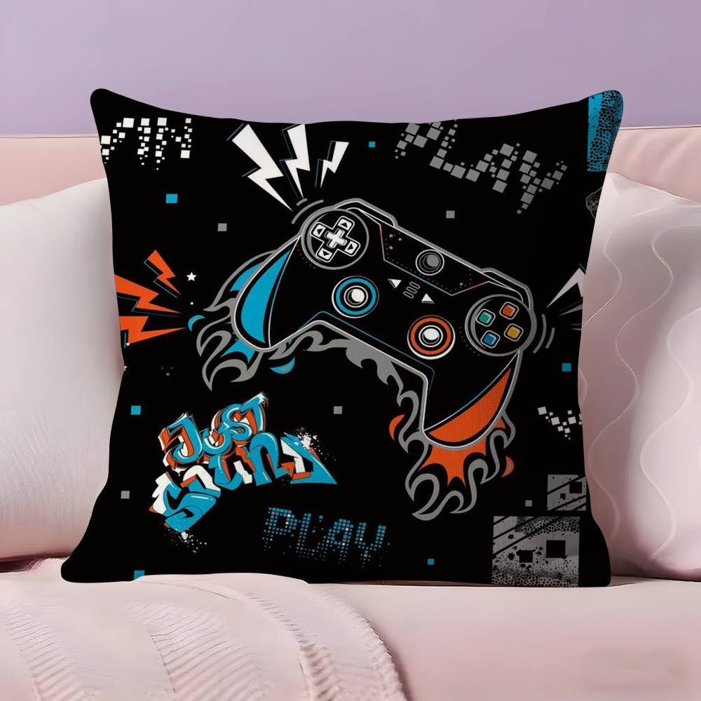 Colorful Graffiti Game Gamepad Pillow Case  Ultra Soft Skin Friendly Fabric Cloud Like Comfort & Concealed Zipper